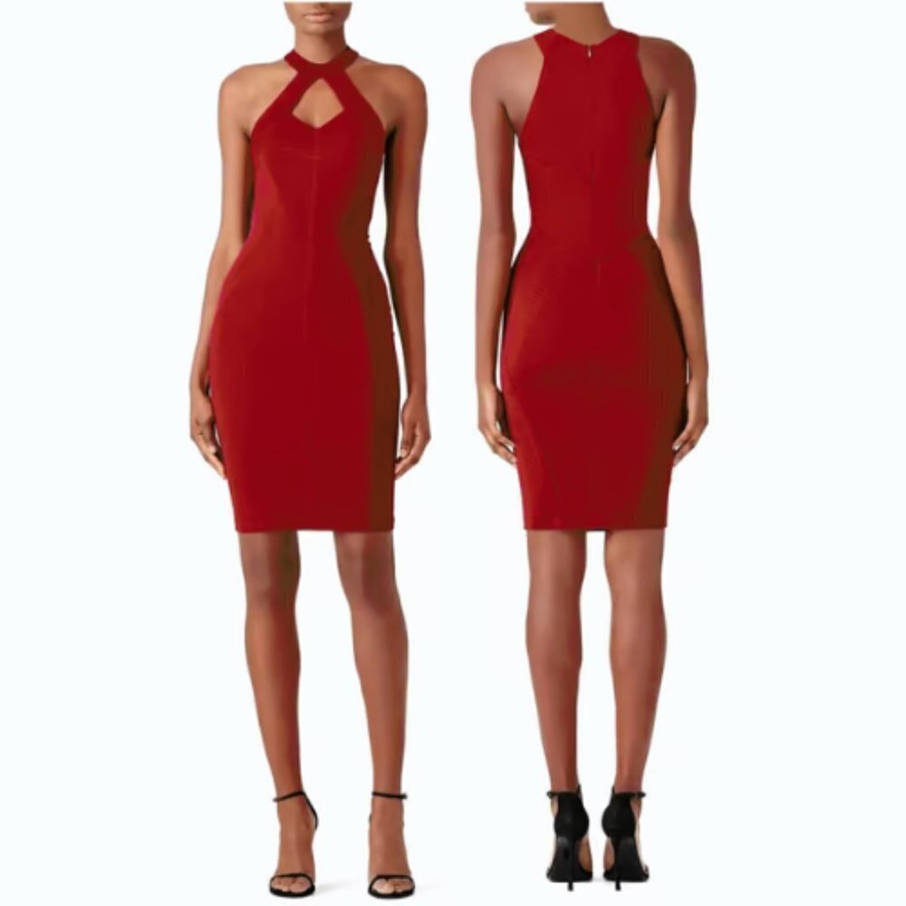 Cut25 Diamond Cutout Halter Mini Sheath Dress 17471